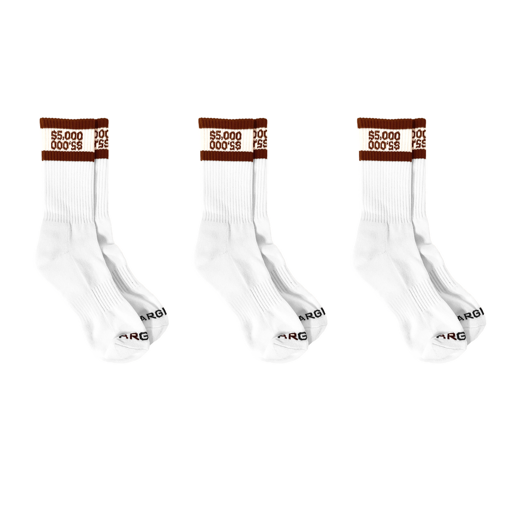 3 PACK BROWN $5,000 MONEY SOCKS