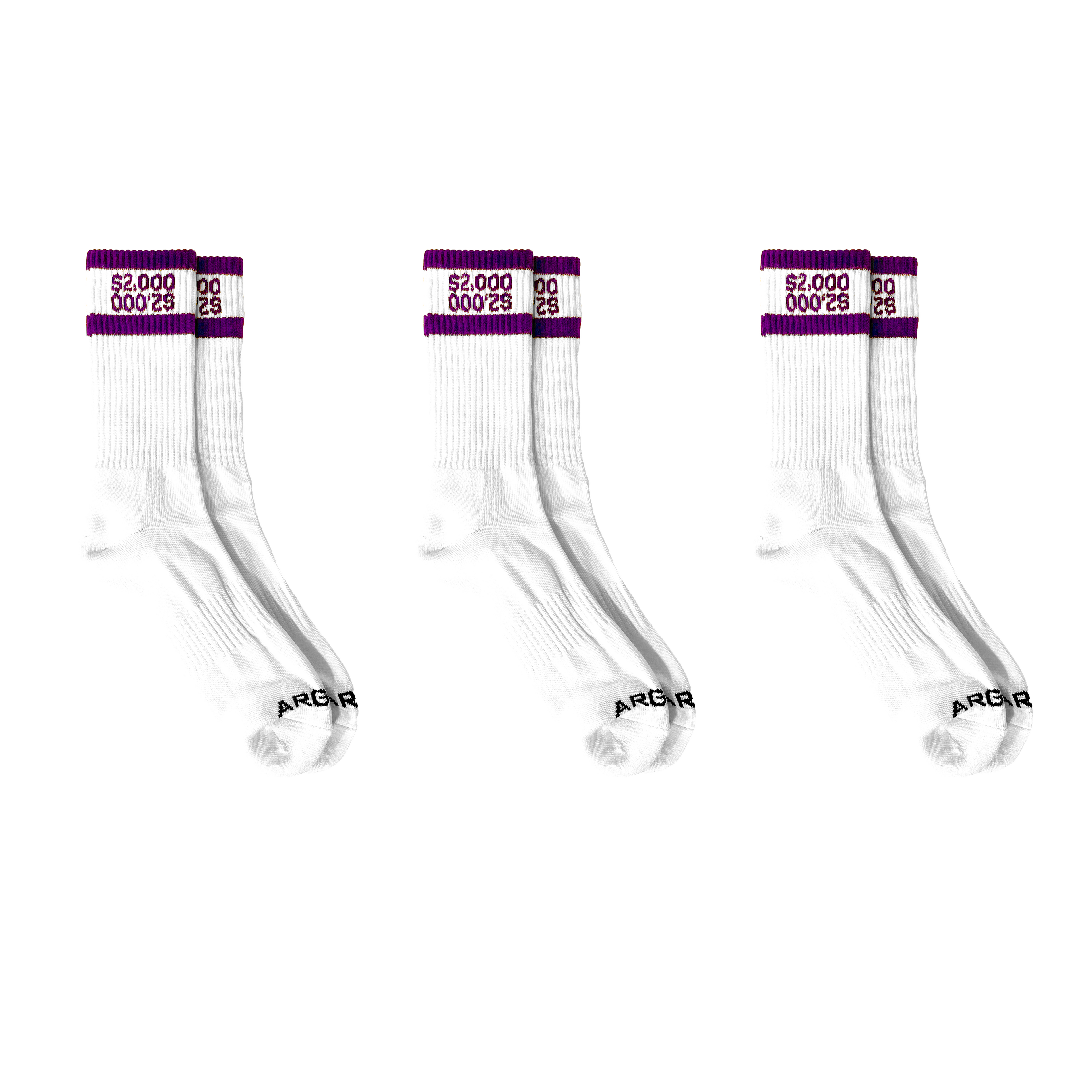 3 PACK PURPLE $2,000 MONEY SOCKS