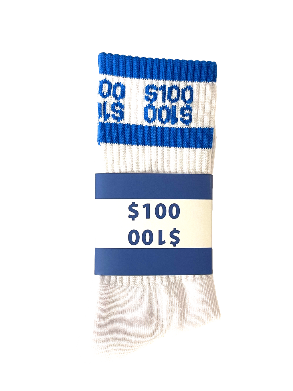 3 PACK BLUE $100 MONEY SOCKS