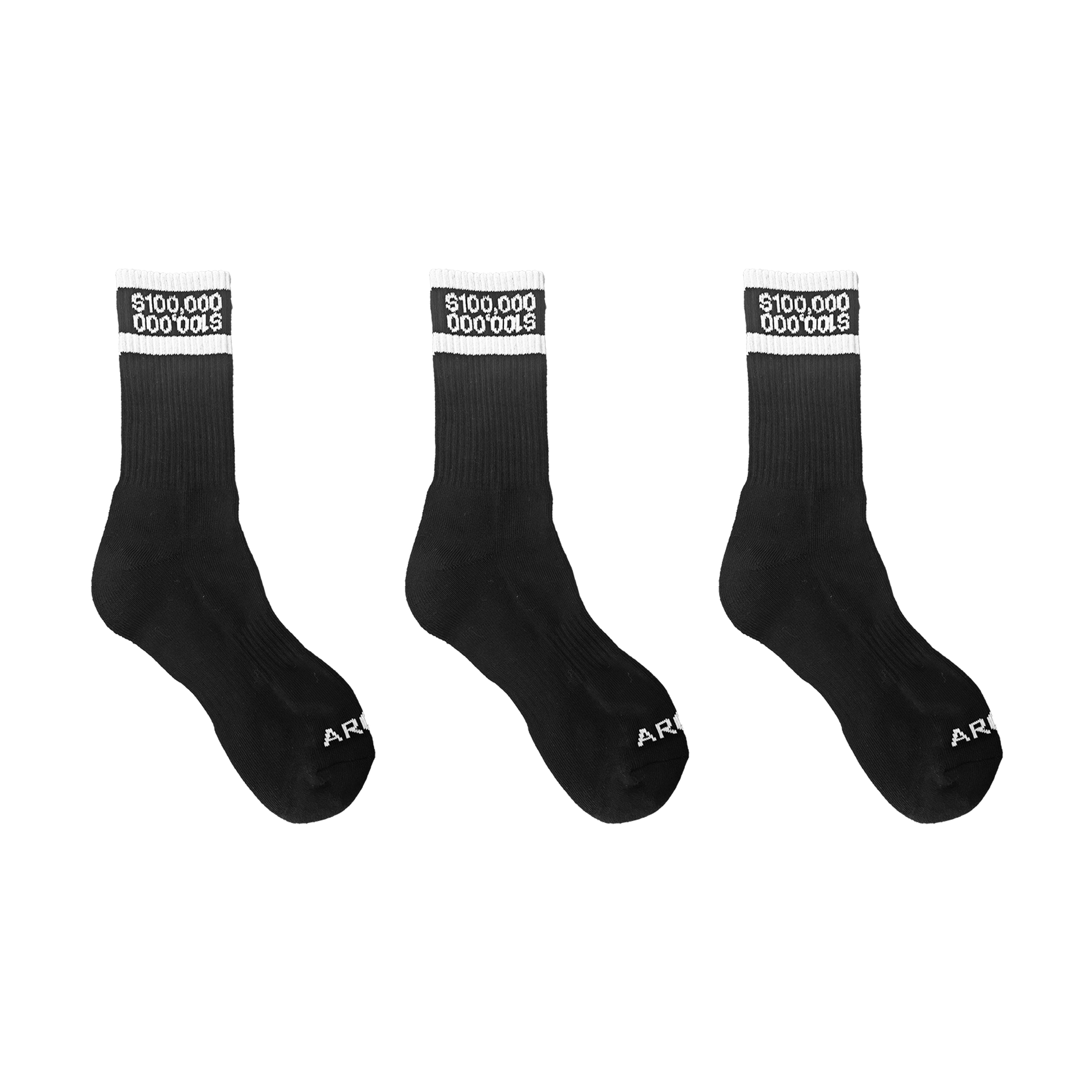 3 PACK BLACK $100,000 MONEY SOCKS