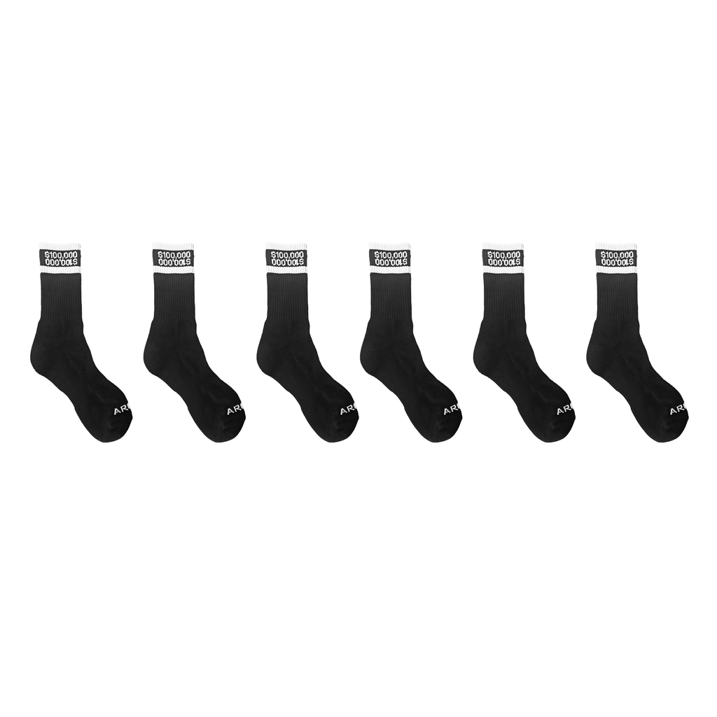 6 PACK BLACK $100,000 MONEY SOCKS