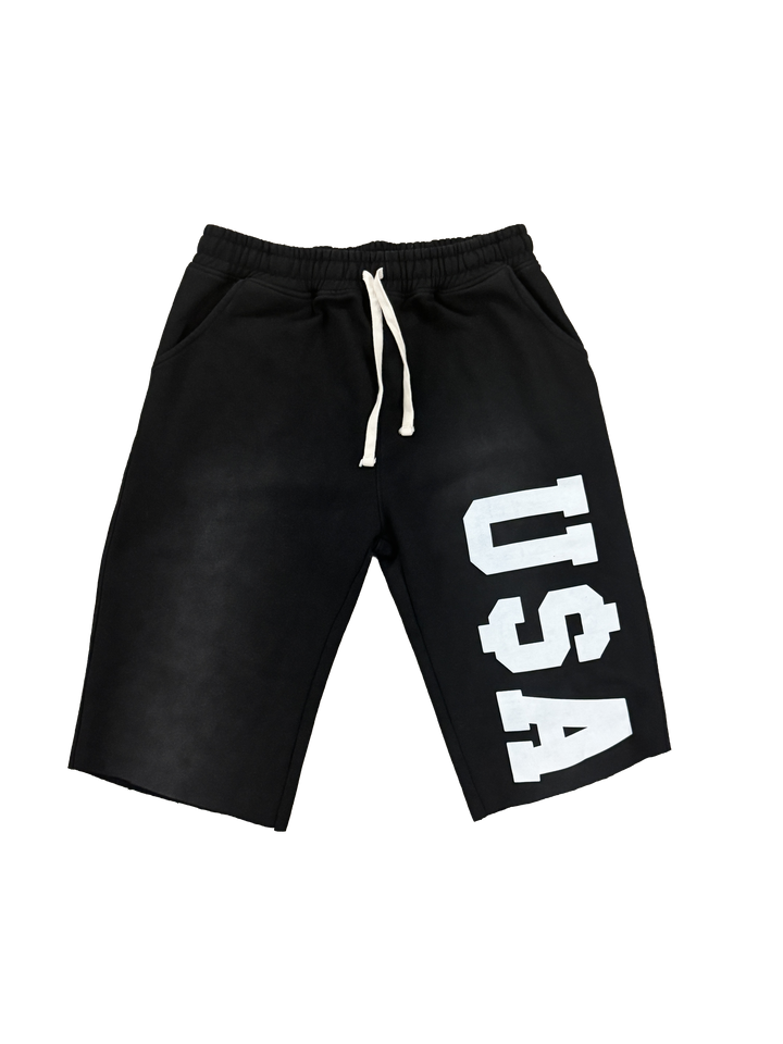Black U$A Sweat Shorts