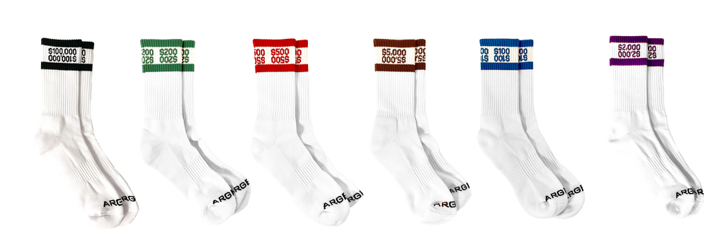6 PACK ALL COLORS MONEY BAND SOCKS